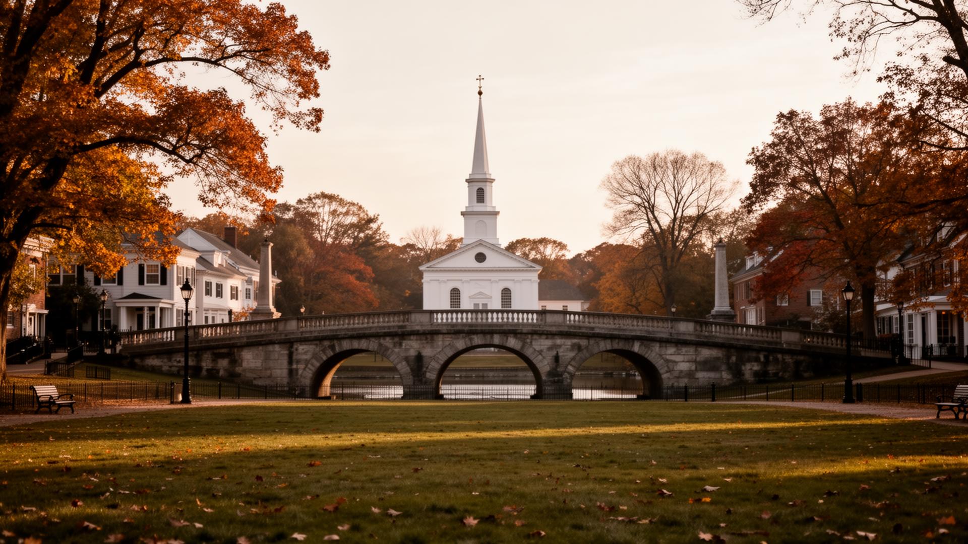 The historic Milford, Connecticut town green